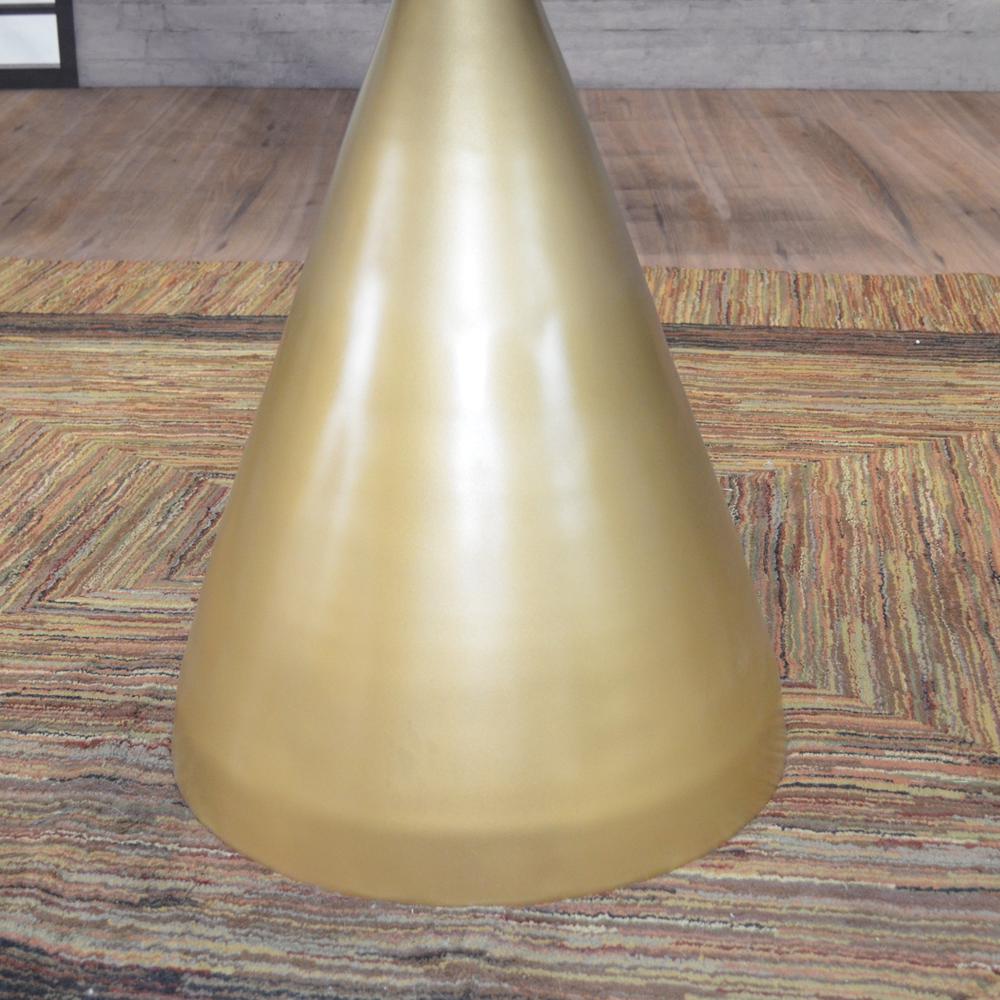 Gio 54" Pedestal Dining Table - Elm/Gold. Picture 7