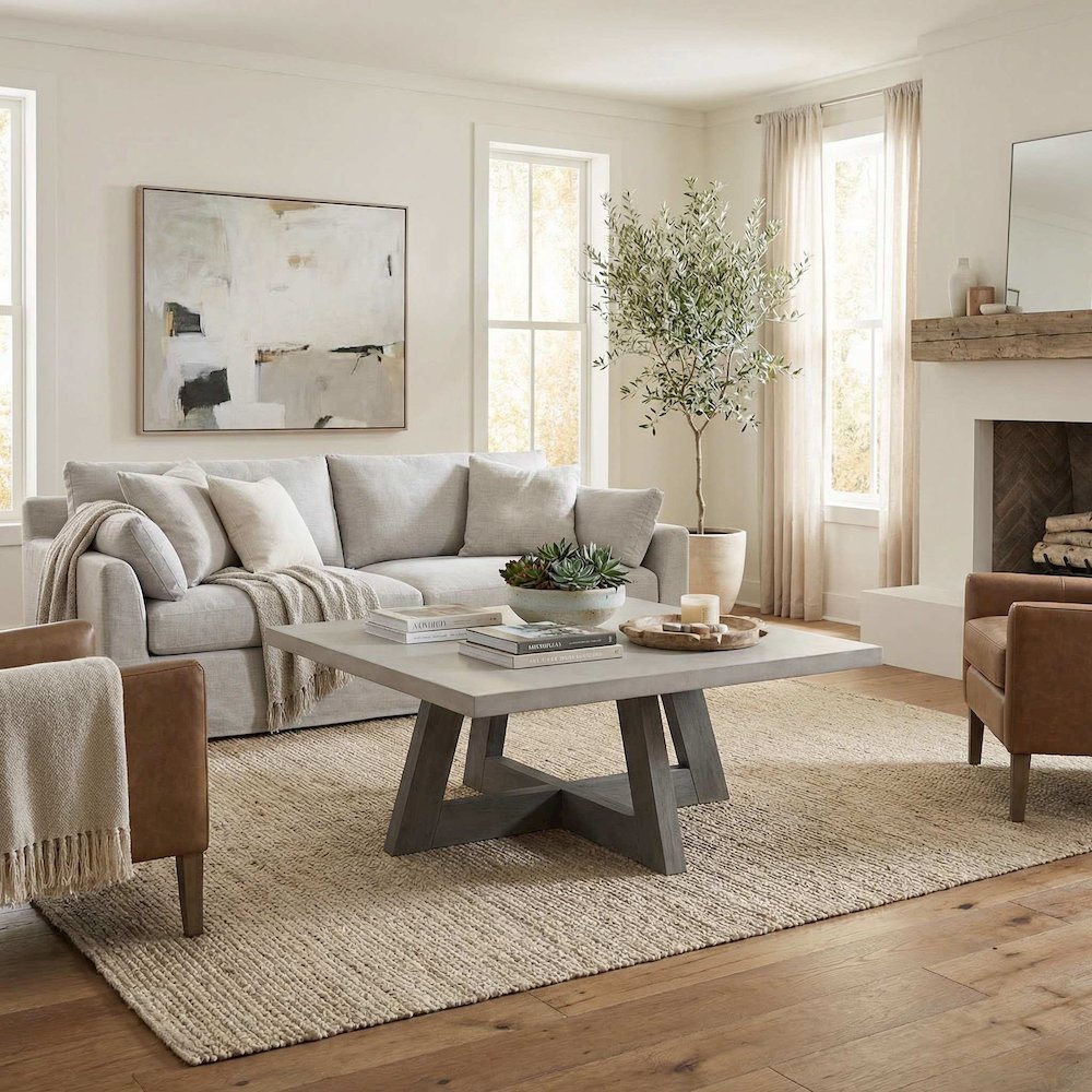 Largo Grey Rectangular Coffee Table With Concrete Top. Picture 2