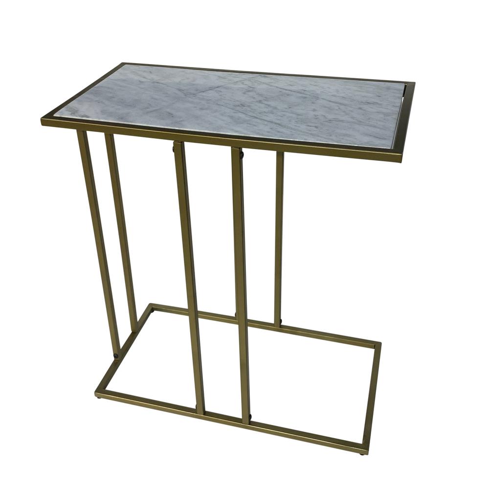 Serena End Table - White Marble - Industrial. Picture 3
