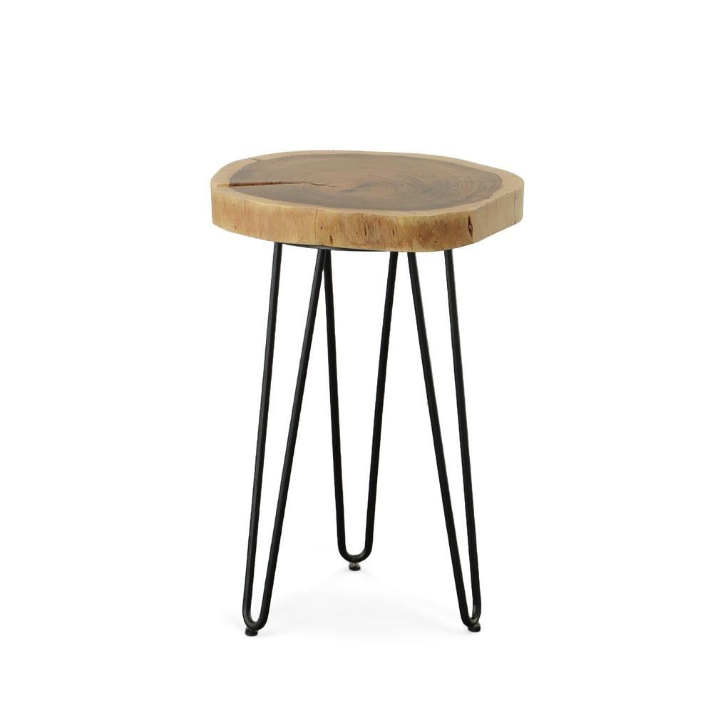 Seti Live Edge Accent Table - Natural Top - Black Base. Picture 2