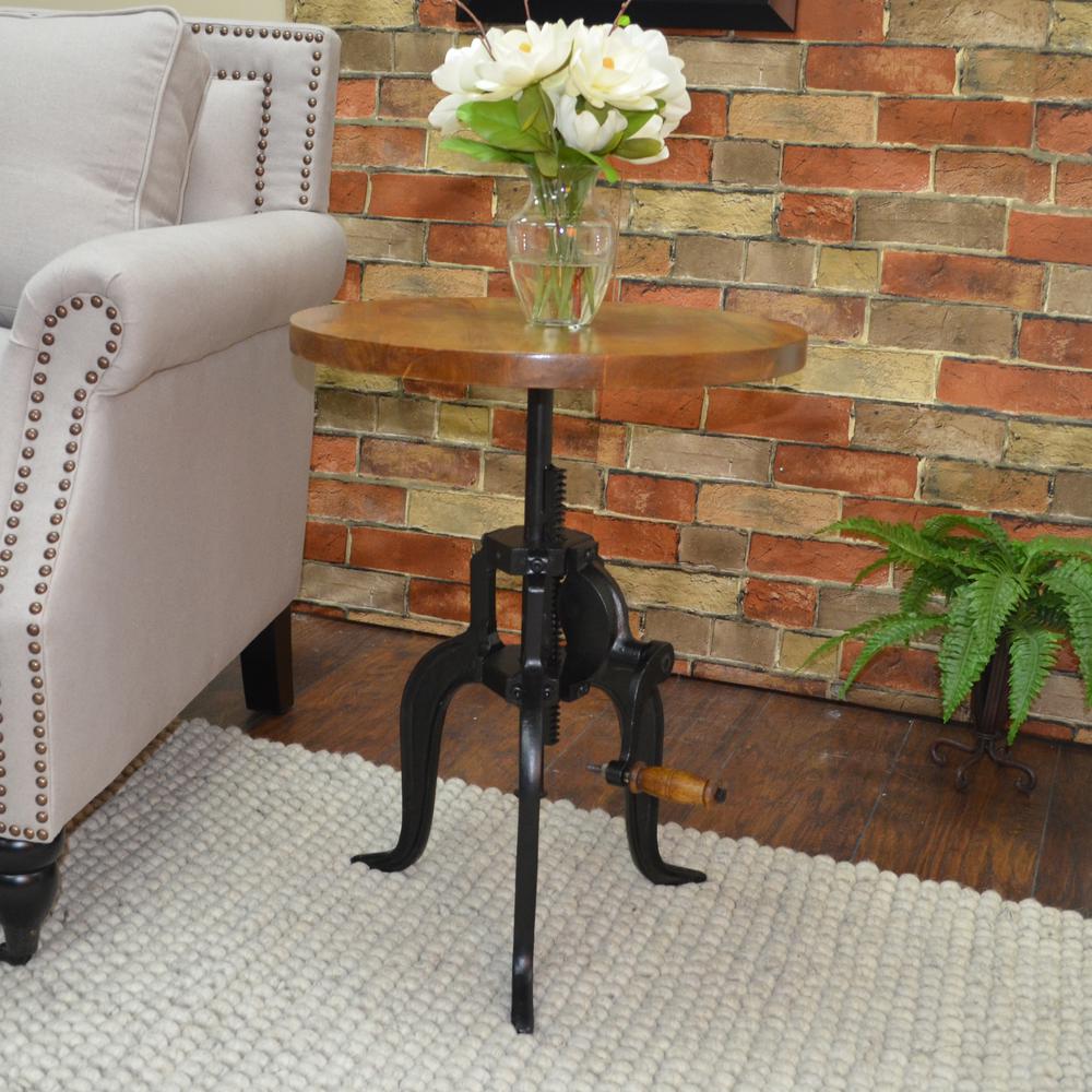 Regan Adjustable Accent Table - Chestnut Top - Black Base. Picture 5