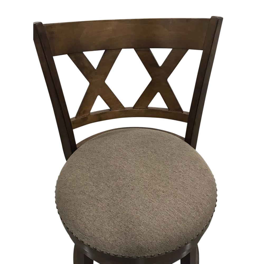 Sussex Deluxe Swivel Barstool - Set of 2 - Rustic - Brown Upholstery. Picture 3