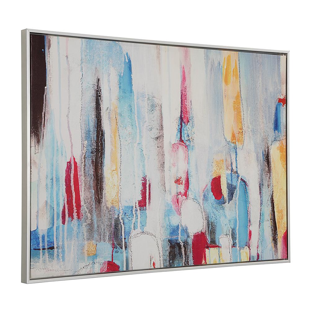 Rainy Forest Abstract Wall Art - Small - Multicolor - Silver Frame. Picture 1