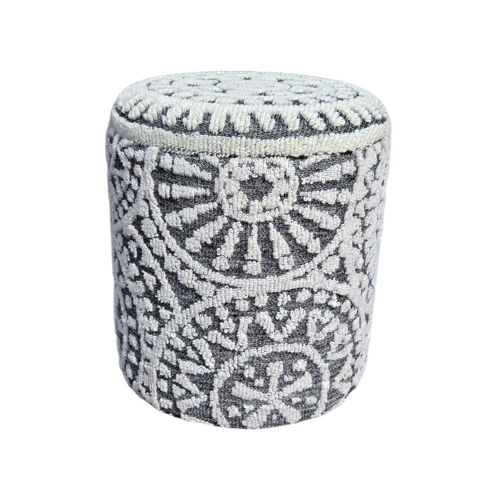 Handwoven Fabric Storage Ottoman - Multi-Purpose Foot Rest Gray. Picture 1