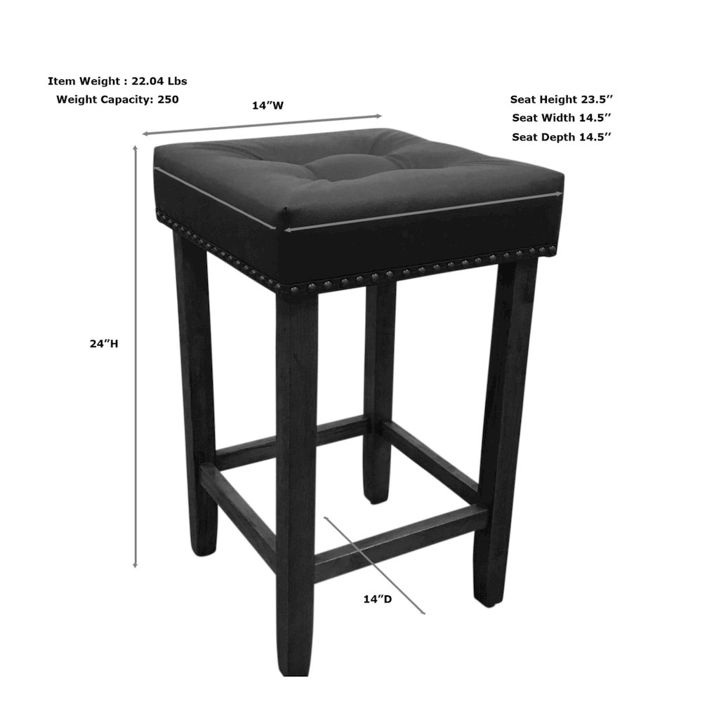 Sadie Tufted Upholstered Barstool - Set of 2 - Gotham Grey - Grey Upholstery. Picture 4