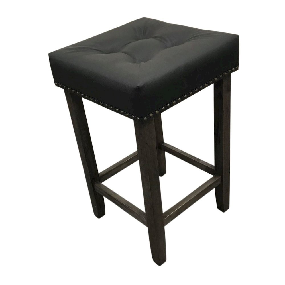 Sadie Tufted Upholstered Barstool - Set of 2 - Gotham Grey - Grey Upholstery. Picture 2