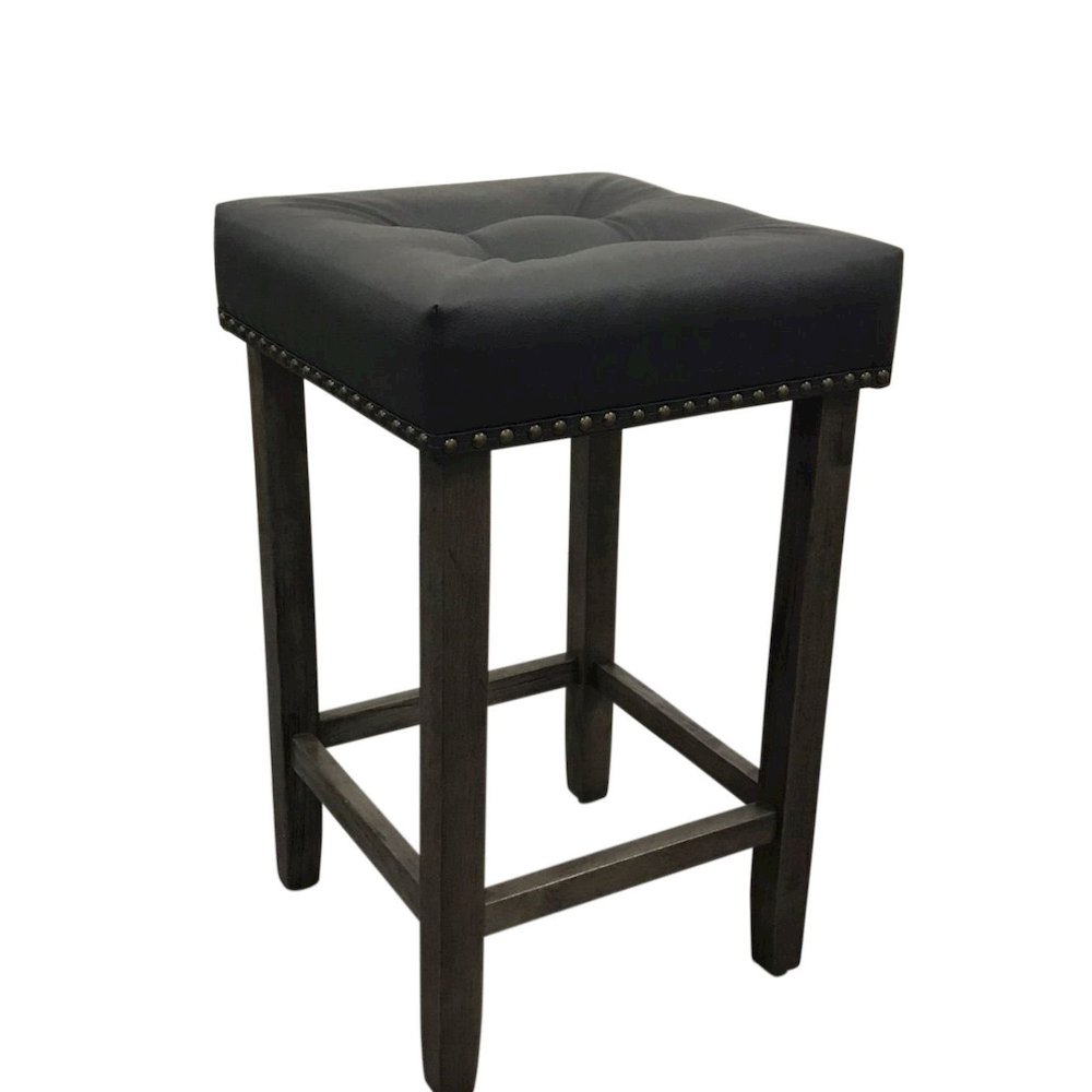 Sadie Tufted Upholstered Barstool - Set of 2 - Gotham Grey - Grey Upholstery. Picture 1