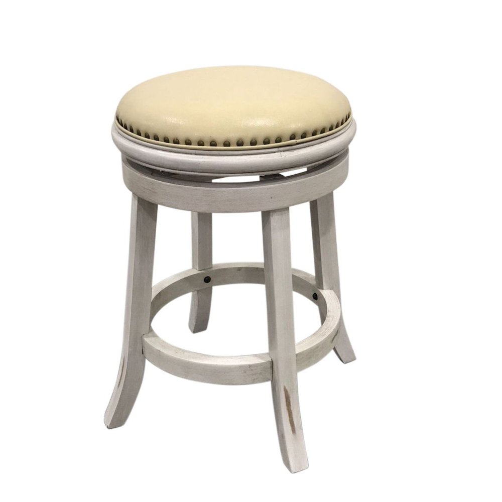 Bennet Upholstered Swivel Barstool - Set of 2 - Sand - Cream Upholstery. Picture 1
