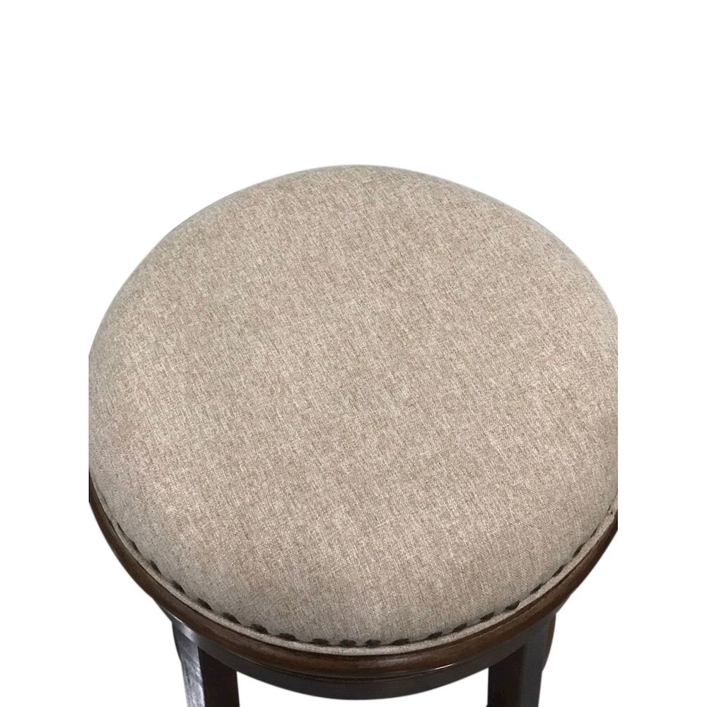 Bennet Upholstered Swivel Barstool - Set of 2 - Walnut - Beige Upholstery. Picture 3