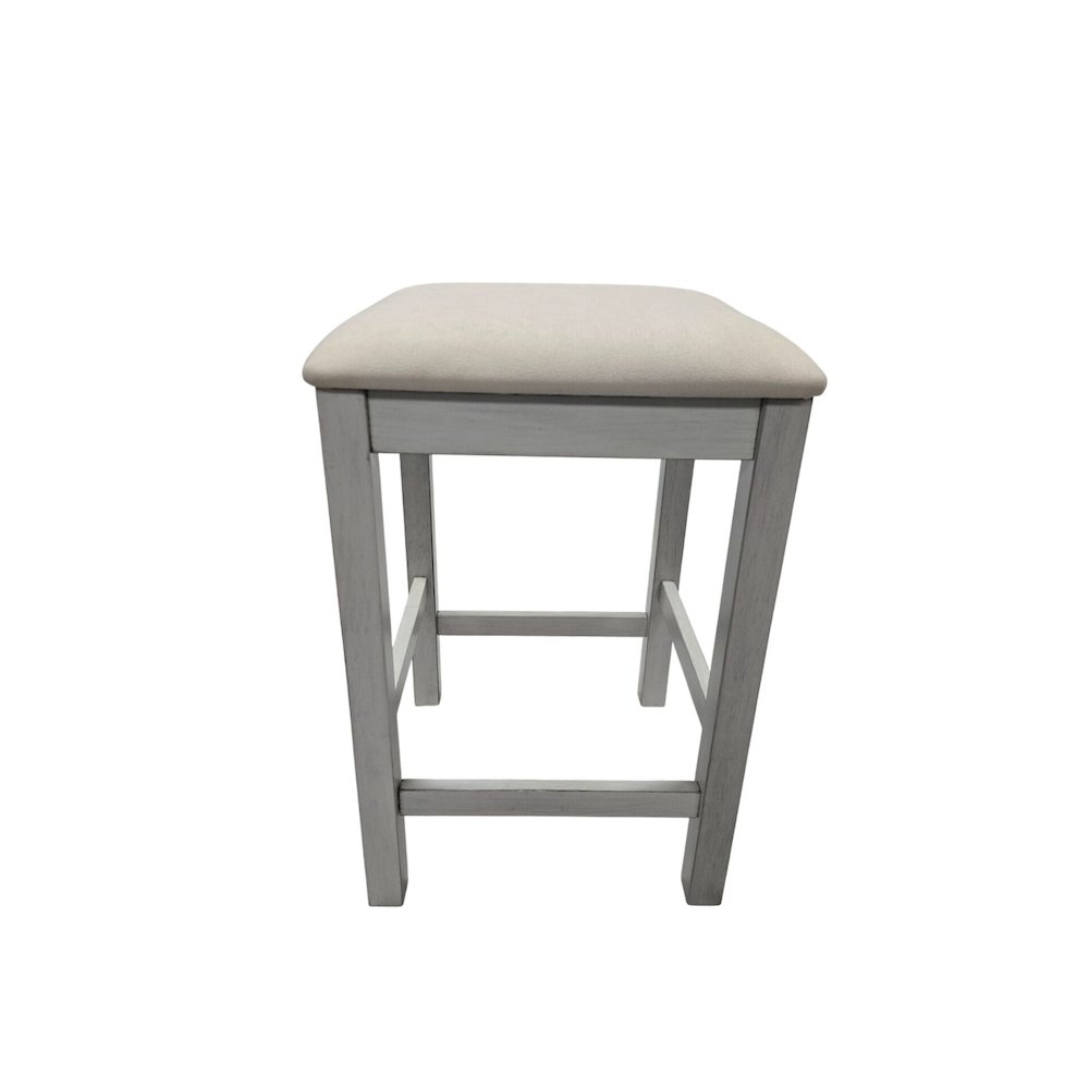 Tristan Backless Counter Stool - Set of 2 - Antique White - White Upholstery. Picture 2