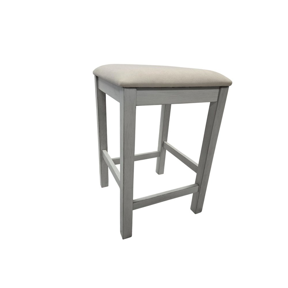 Tristan Backless Counter Stool - Set of 2 - Antique White - White Upholstery. Picture 3