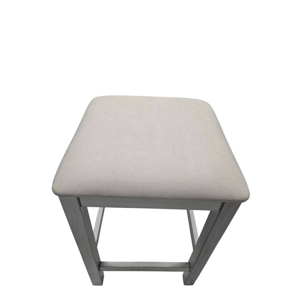 Tristan Backless Counter Stool - Set of 2 - Antique White - White Upholstery. Picture 4