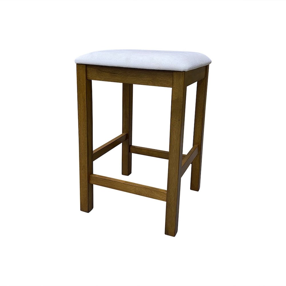 Tristan Backless Counter Stool - Set of 2 - Golden Oak - White Upholstery. Picture 2