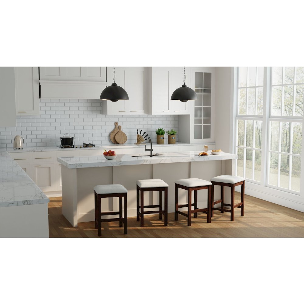 Tristan Backless Counter Stool - Set of 2 - Golden Oak - White Upholstery. Picture 4