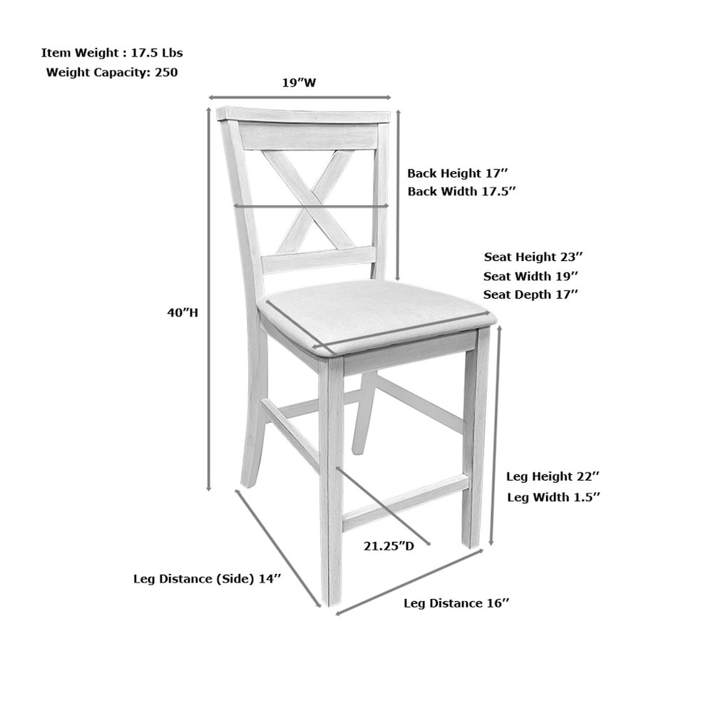 Taylor X-Back Counter Stools - Set of 2 - Antique White/White. Picture 8