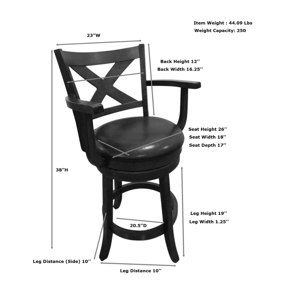Essex Deluxe Swivel Barstool - Set of 2 - Gotham Grey - Grey Upholstery. Picture 4