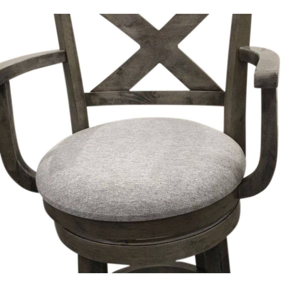 Essex Deluxe Swivel Barstool - Set of 2 - Gotham Grey - Grey Upholstery. Picture 3