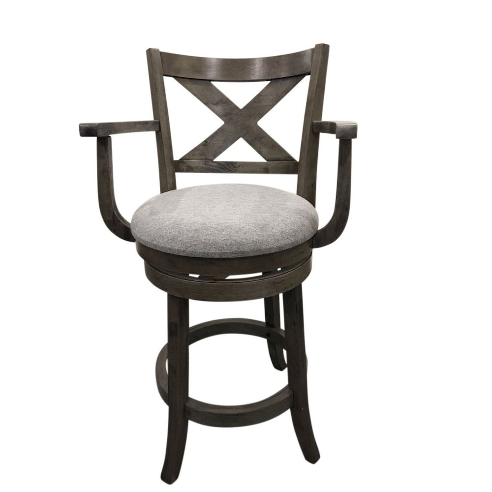 Essex Deluxe Swivel Barstool - Set of 2 - Gotham Grey - Grey Upholstery. Picture 2