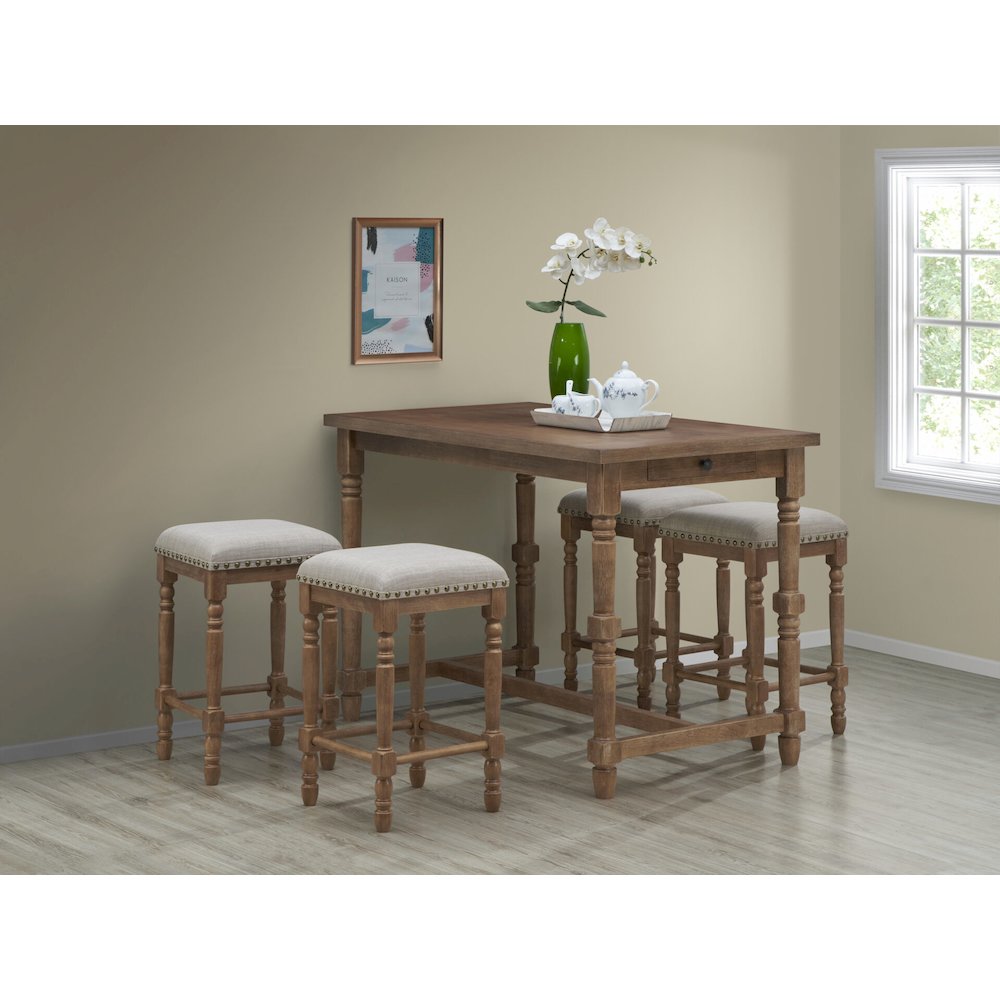 Brittany Bar Table with 4 Counter Stools - Vintage Walnut. Picture 4