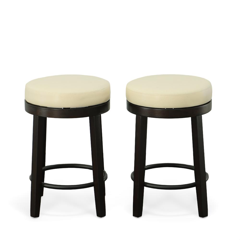 Era Swivel 24" Counter Stool - Set of 2 - Cream/Espresso. Picture 1