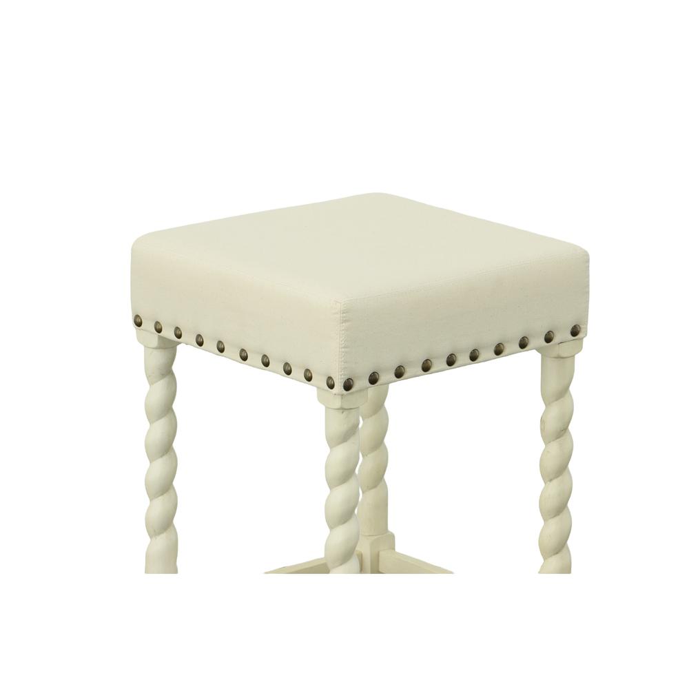 Remick 30" Barstool - Vintage White - Linen Upholstery. Picture 3