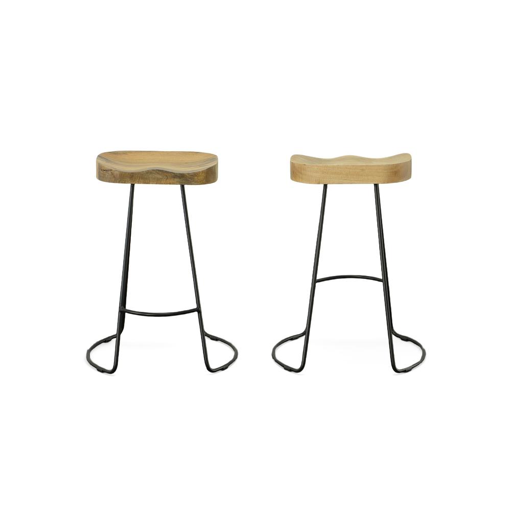 Saga 25" Counter Stool - Set of 2 - Natural Seat - Black Base. Picture 3