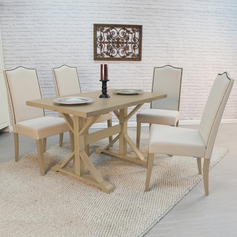 Romero Parson Chair - Weathered Gray - Linen Upholstery. Picture 4