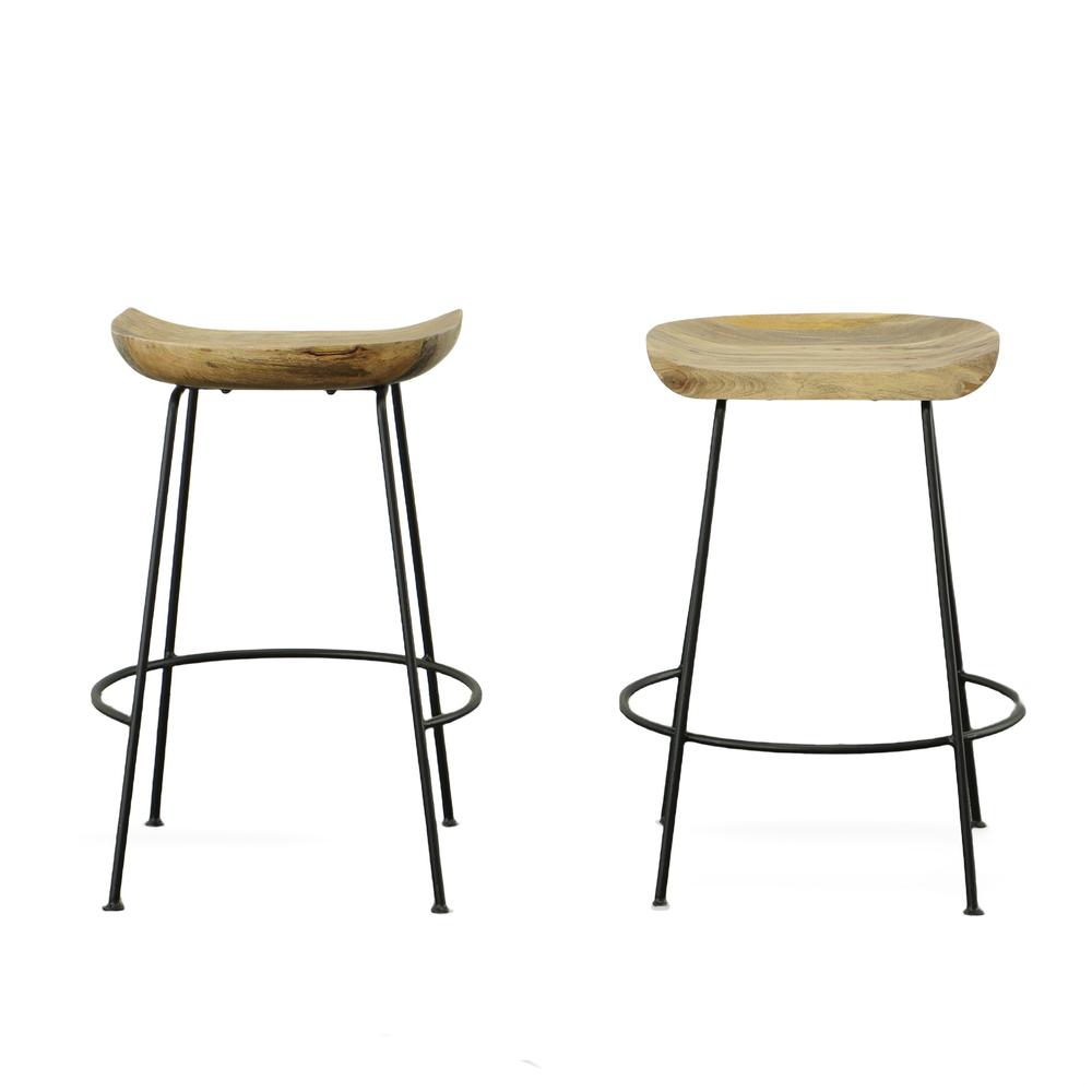 Diya 24.5" Counter Stool - Set of 2 - Natural Seat - Black Base. Picture 5