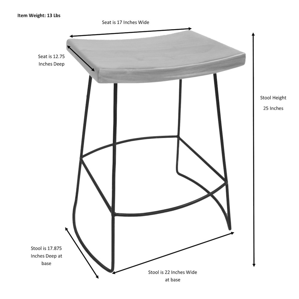 Reece 25" Saddle Seat Midcentury Counter Stool - Set of 2 - Natural/Black. Picture 6