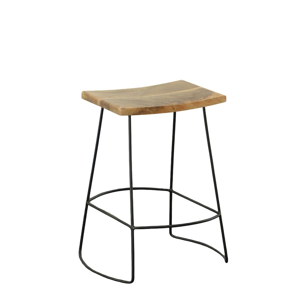 Reece 25" Saddle Seat Midcentury Counter Stool - Set of 2 - Natural/Black. Picture 3