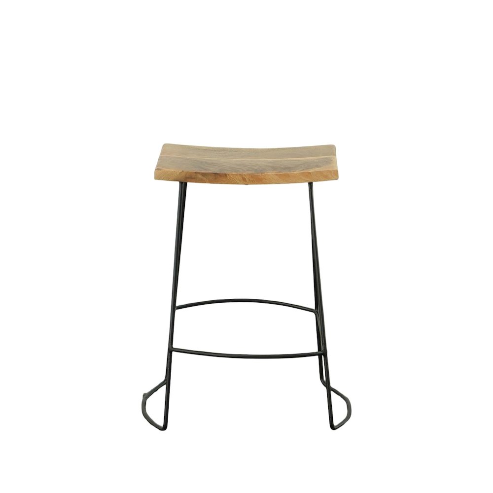 Reece 25" Saddle Seat Midcentury Counter Stool - Set of 2 - Natural/Black. Picture 4