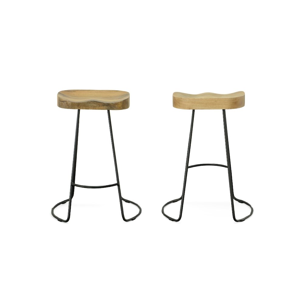 Tavern Pub Bar with 2 Counter Stools - Antique Black and Natural Mango. Picture 6