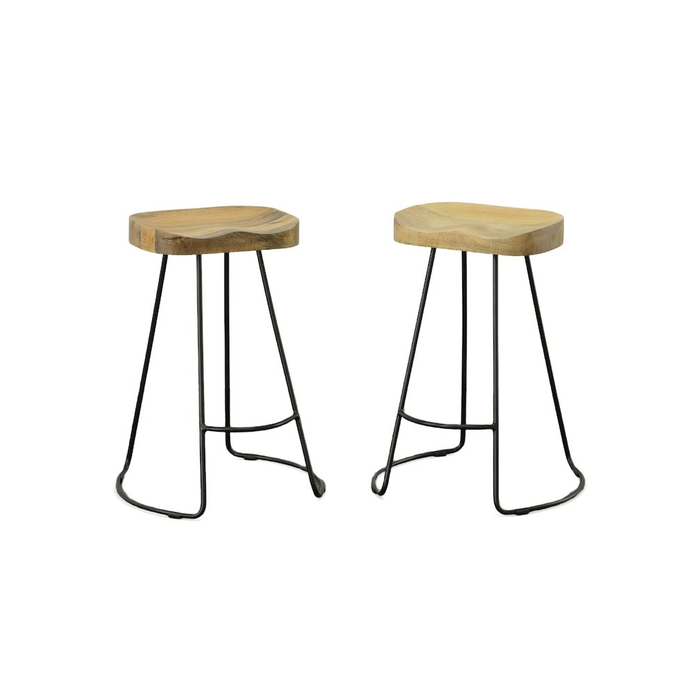 Tavern Pub Bar with 2 Counter Stools - Antique Black and Natural Mango. Picture 5