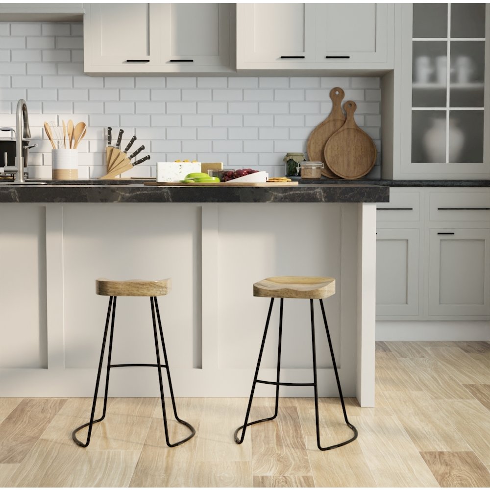 Tavern Pub Bar with 2 Counter Stools - Antique Black and Natural Mango. Picture 9