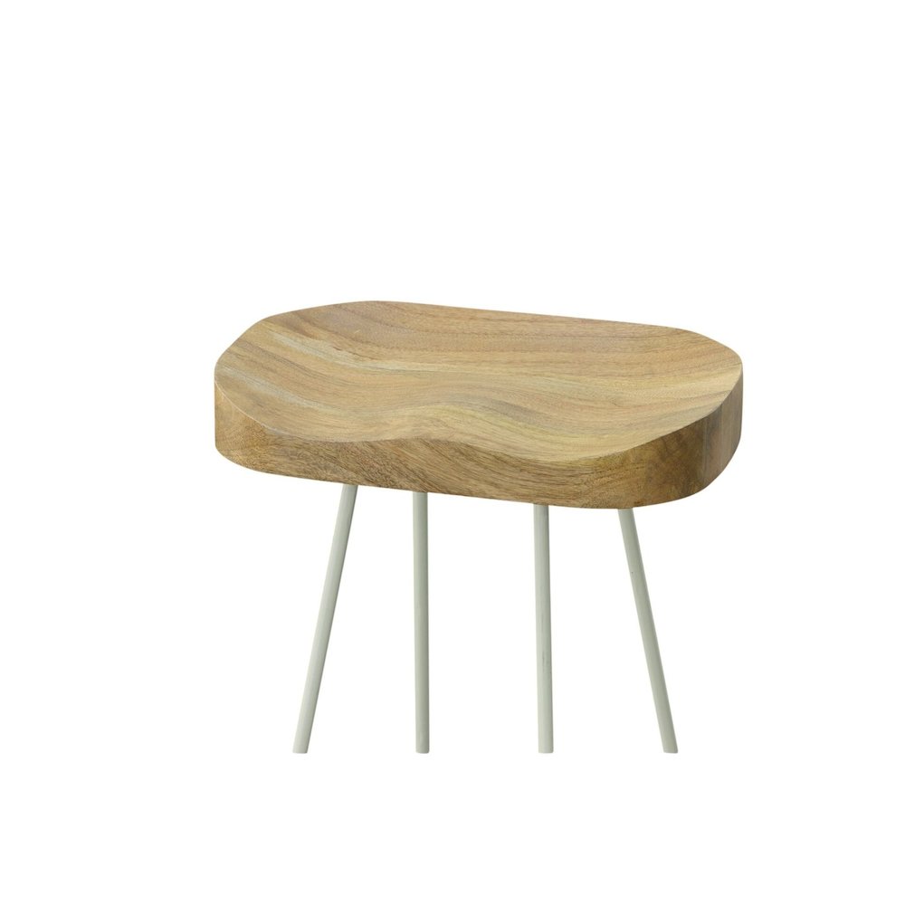 25" Metal Base Saddle Seat Counter Stool - Set of 2 - Natural Seat - White Base. Picture 4
