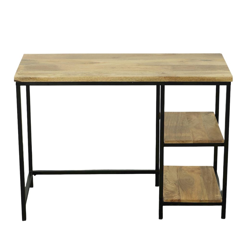 Brayden 42" Wide Two Shelf Metal and Wood Desk - Natural/Black. Picture 2