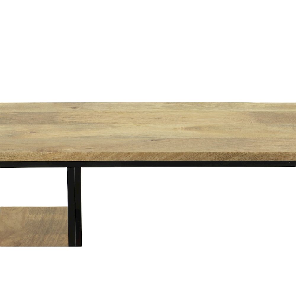 Brayden 42" Wide Two Shelf Metal and Wood Desk - Natural/Black. Picture 4