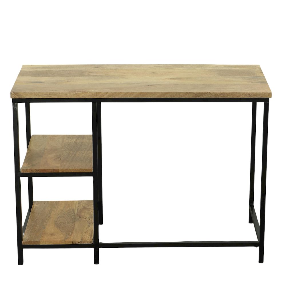 Brayden 42" Wide Two Shelf Metal and Wood Desk - Natural/Black. Picture 3