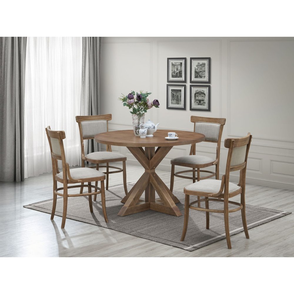 Diana Dining Chair - Set of 2 - Vintage Honey - Linen Upholstery. Picture 4