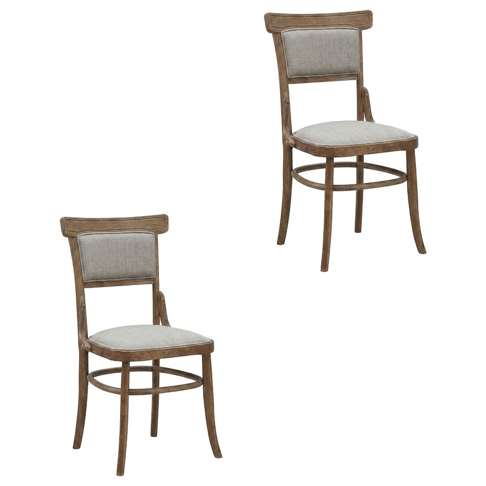 Rubberwood Linen Dining Chairs, Dining Room, Vintage Honey, Linen, Set of 2. Picture 1