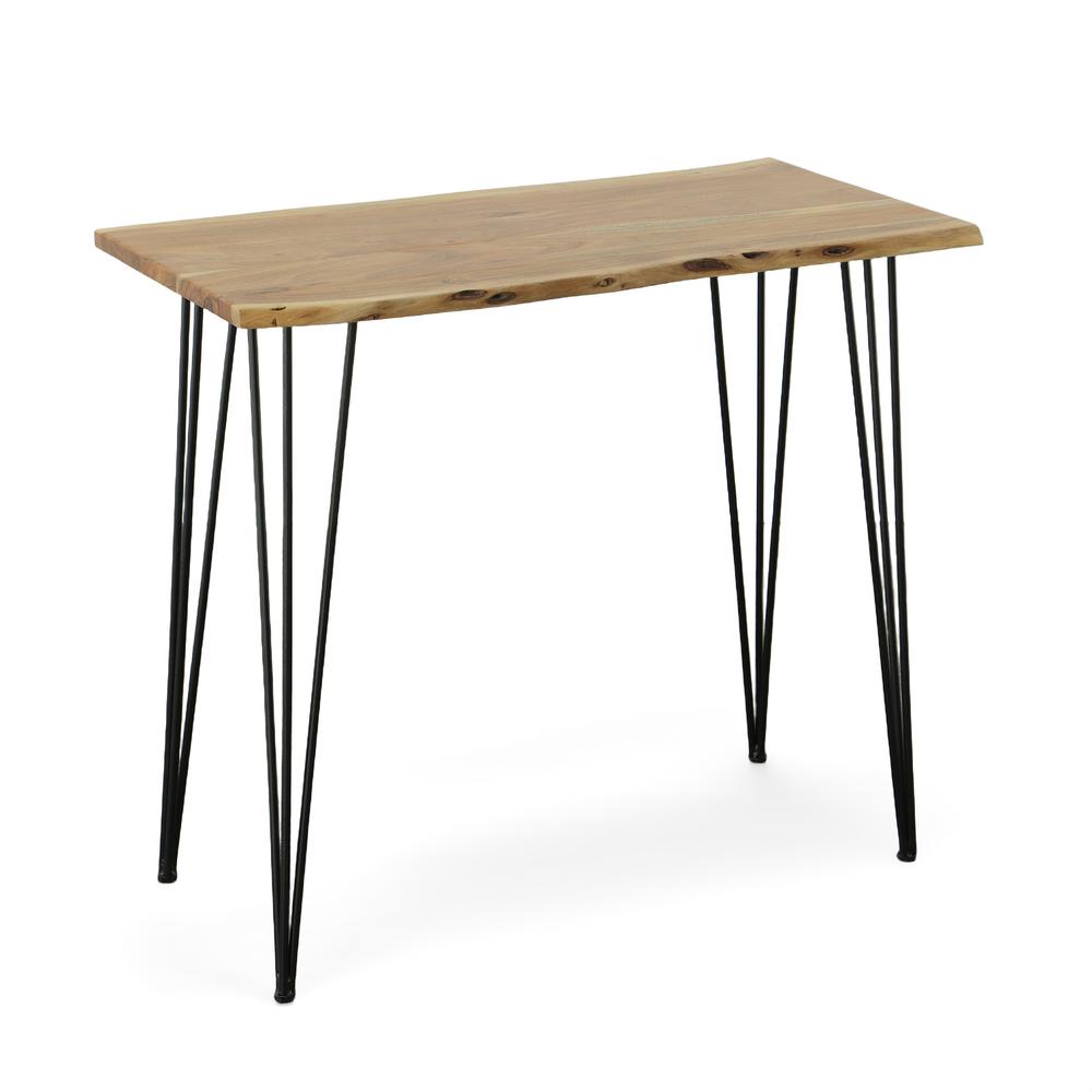 Seti Live Edge Bar Table - Natural Top - Black Base. Picture 1
