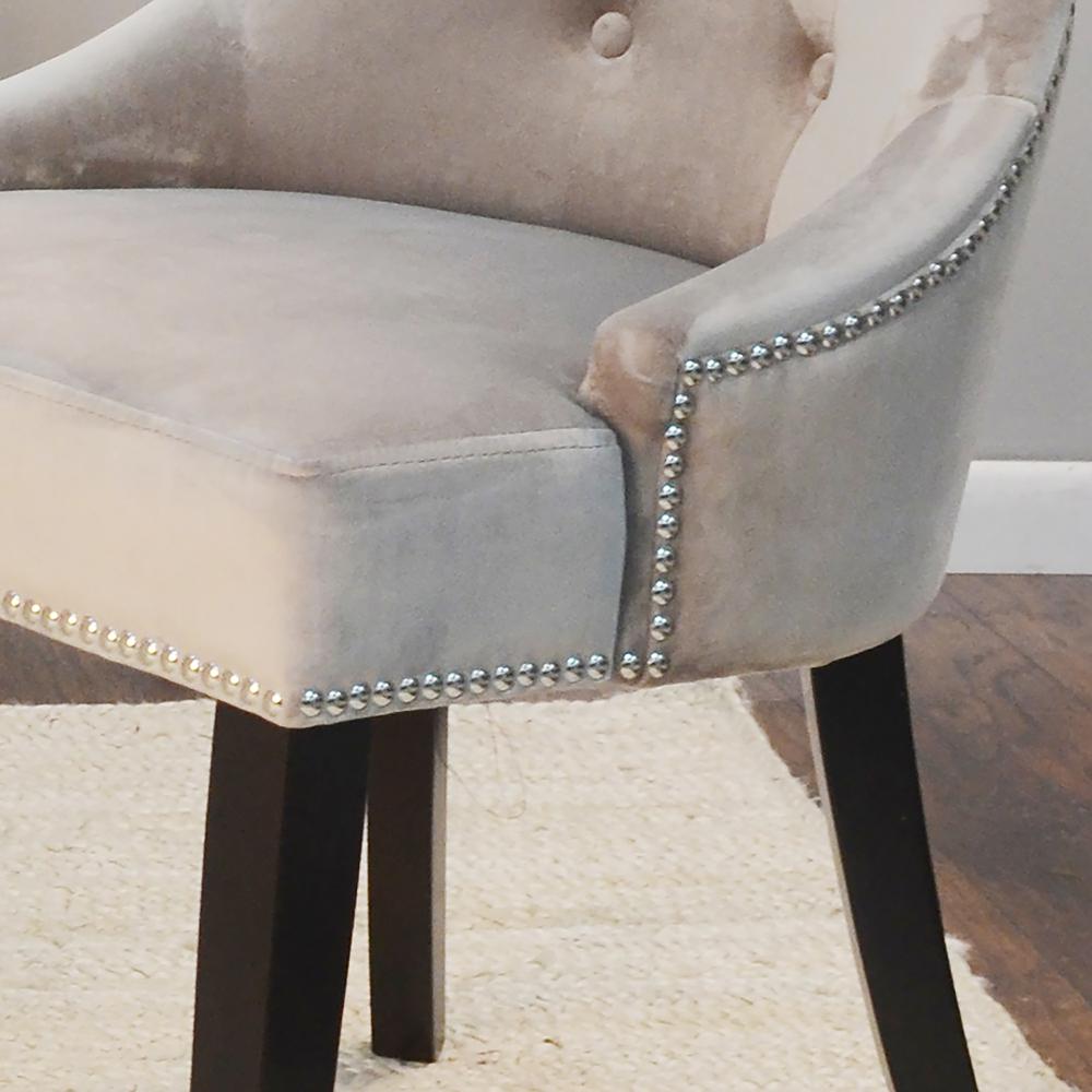 Julia Tufted Back Upholstered Chair - Set of 2 - Espresso - Gray Upholstery. Picture 9