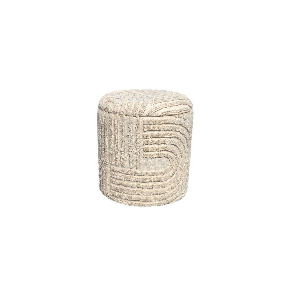 Handwoven Fabric Storage Ottoman - Multi-Purpose Foot Rest Beige. Picture 5