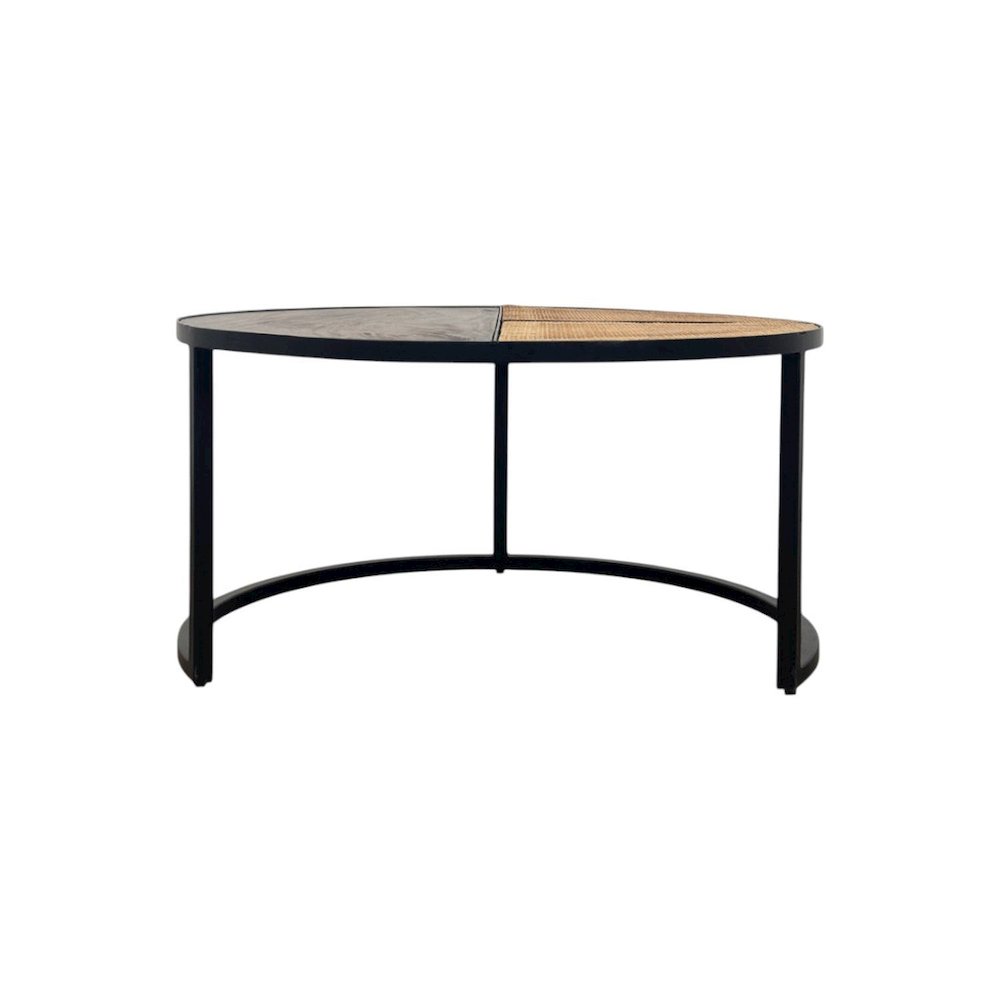 Cardinal 28" Round Nesting Coffee Table with Cane - Natural. Picture 5