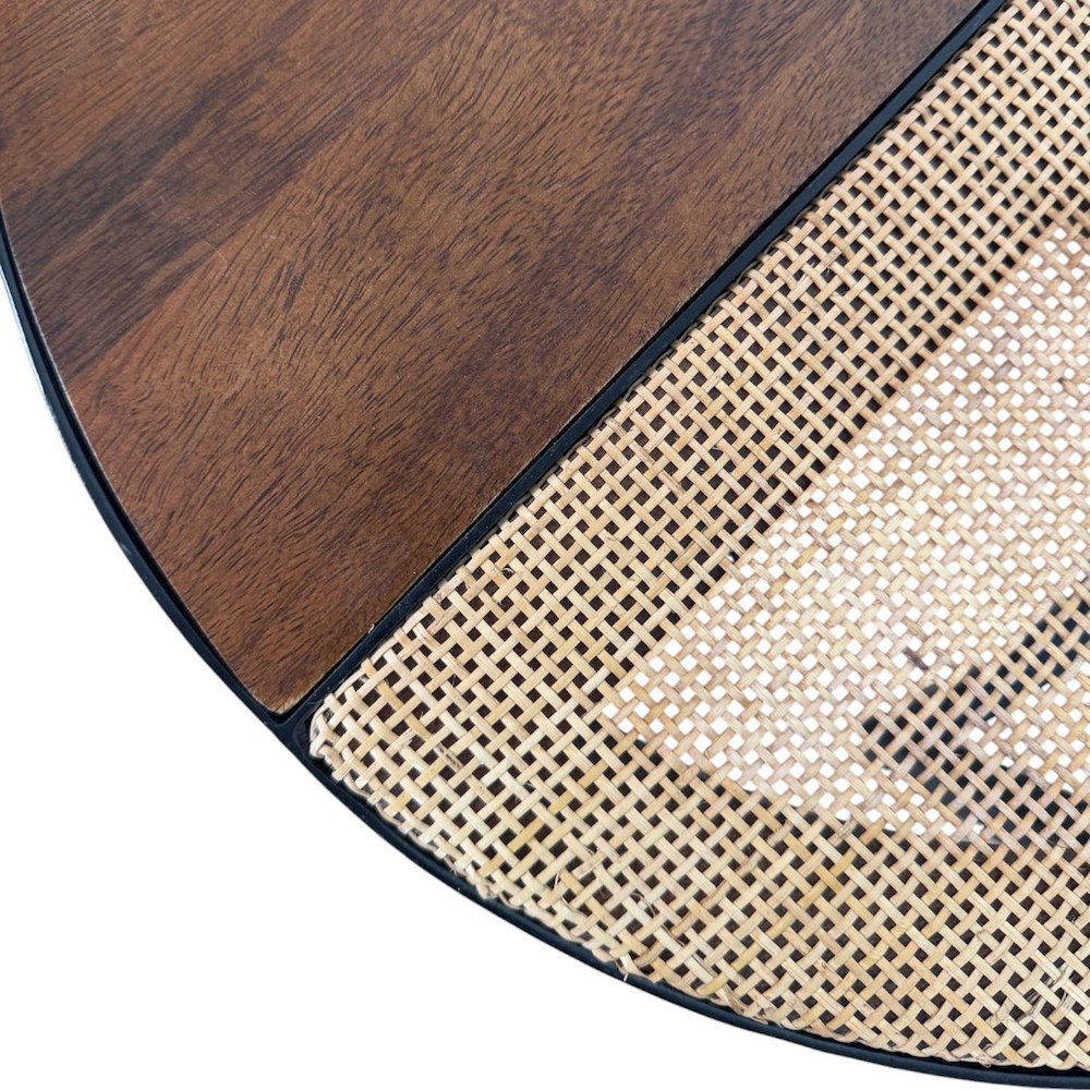 Cardinal 28" Round Nesting Coffee Table with Cane - Natural. Picture 2