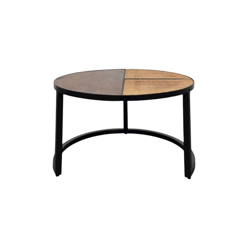 Cardinal 28" Round Nesting Coffee Table with Cane - Natural. Picture 7