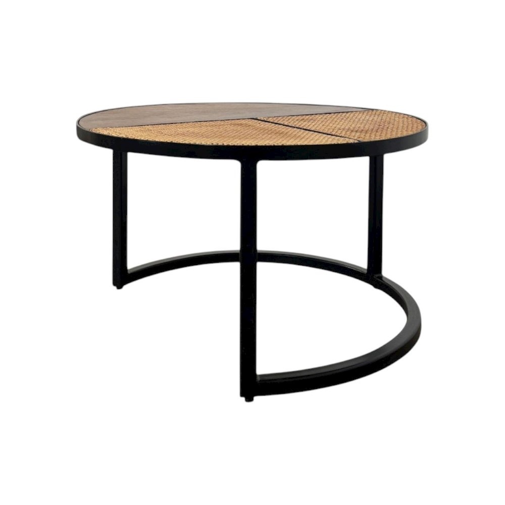 Cardinal 28" Round Nesting Coffee Table with Cane - Natural. Picture 6