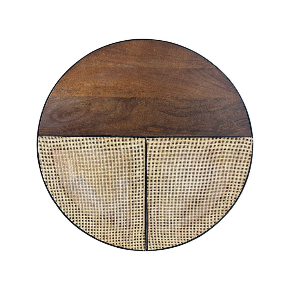 Cardinal 28" Round Nesting Coffee Table with Cane - Natural. Picture 4