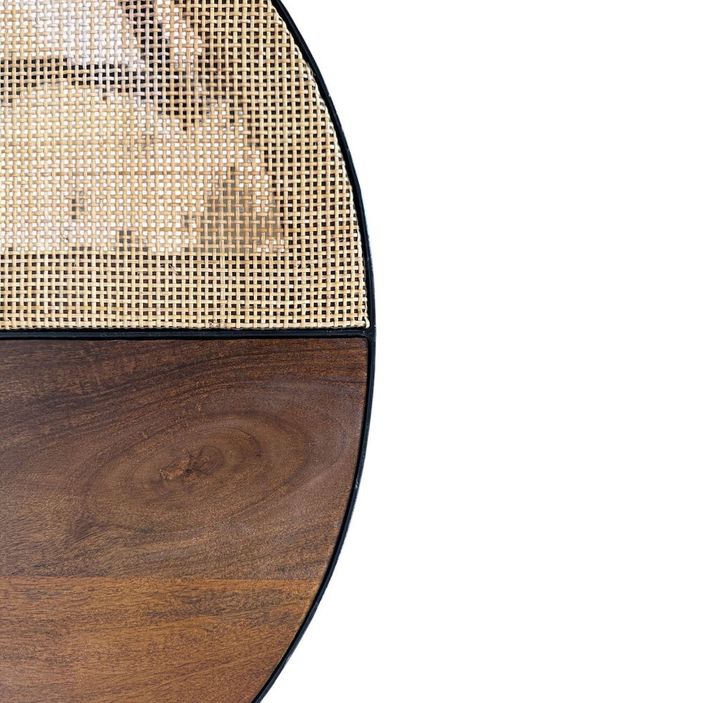 Cardinal 28" Round Nesting Coffee Table with Cane - Natural. Picture 3