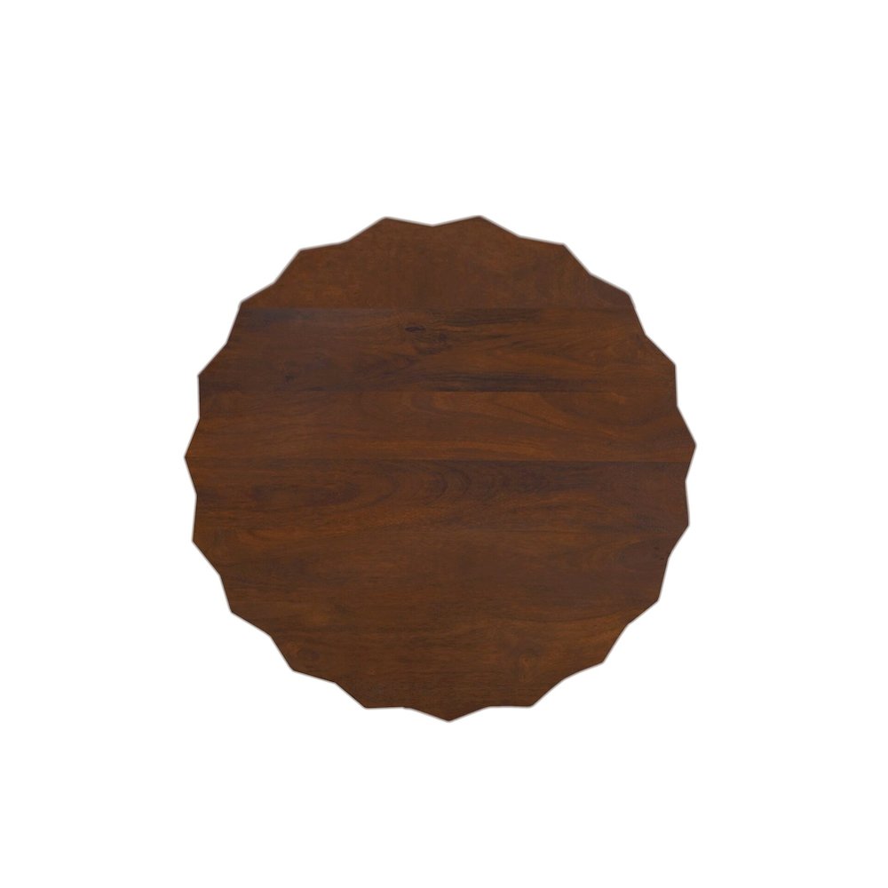 Lina 30" Diamond Facet Mango Wood Coffee Table - Walnut. Picture 4